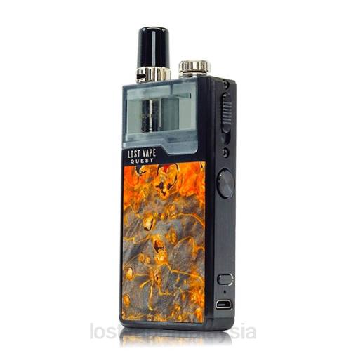 Lost Vape Disposable - Lost Vape Quest kit penuh peranti orion q pod 0FNT475 kayu tikam hitam/okre